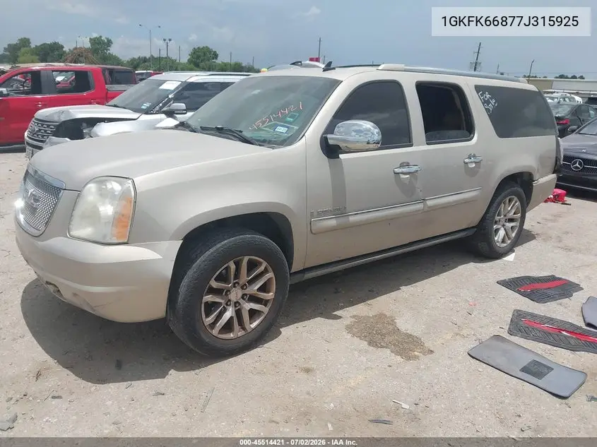 2007 GMC Yukon Xl Denali Denali VIN: 1GKFK66877J315925 Lot: 45514421