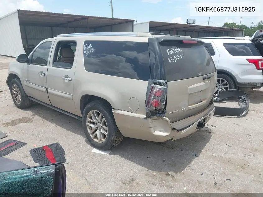 2007 GMC Yukon Xl Denali Denali VIN: 1GKFK66877J315925 Lot: 45514421