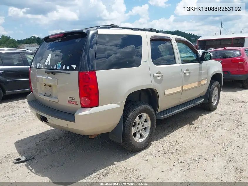2008 GMC Yukon Slt VIN: 1GKFK13088R263192 Lot: 45649854