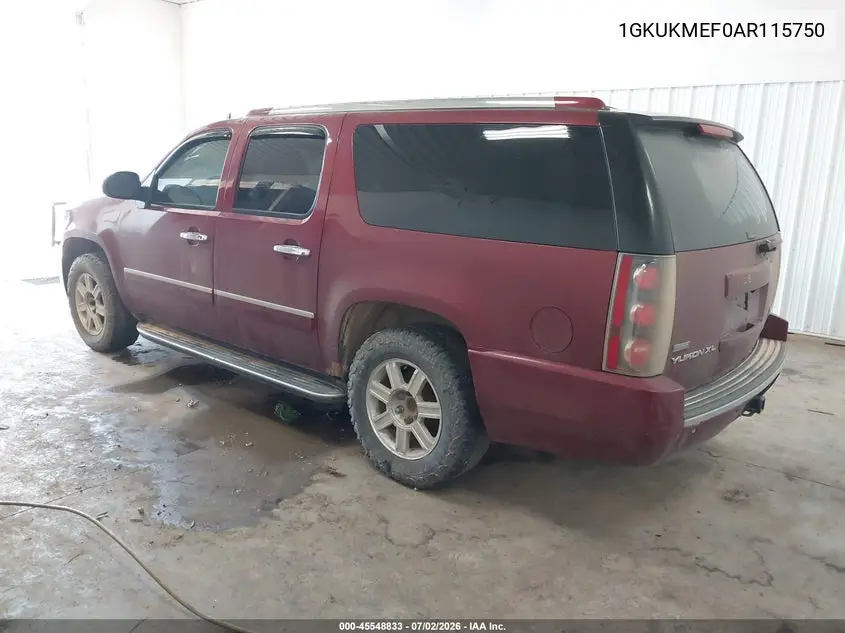2010 GMC Yukon Xl 1500 Denali VIN: 1GKUKMEF0AR115750 Lot: 45548833