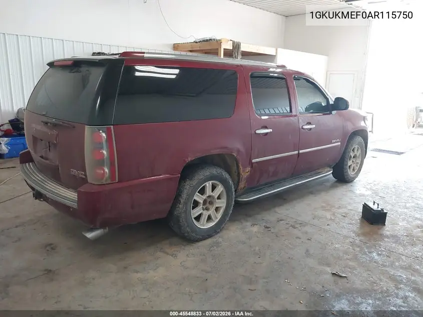 2010 GMC Yukon Xl 1500 Denali VIN: 1GKUKMEF0AR115750 Lot: 45548833