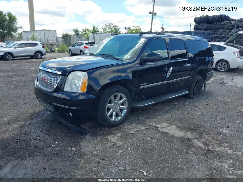 2012 GMC Yukon Xl 1500 Denali VIN: 1GKS2MEF2CR316219 Lot: 45579695