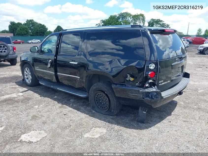 2012 GMC Yukon Xl 1500 Denali VIN: 1GKS2MEF2CR316219 Lot: 45579695
