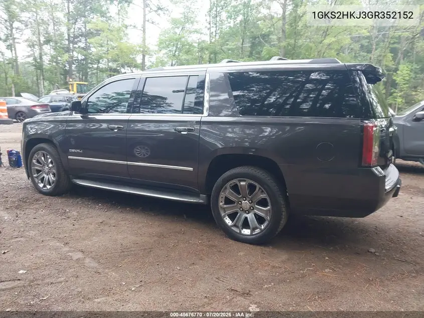 2016 GMC Yukon Xl Denali VIN: 1GKS2HKJ3GR352152 Lot: 45676770
