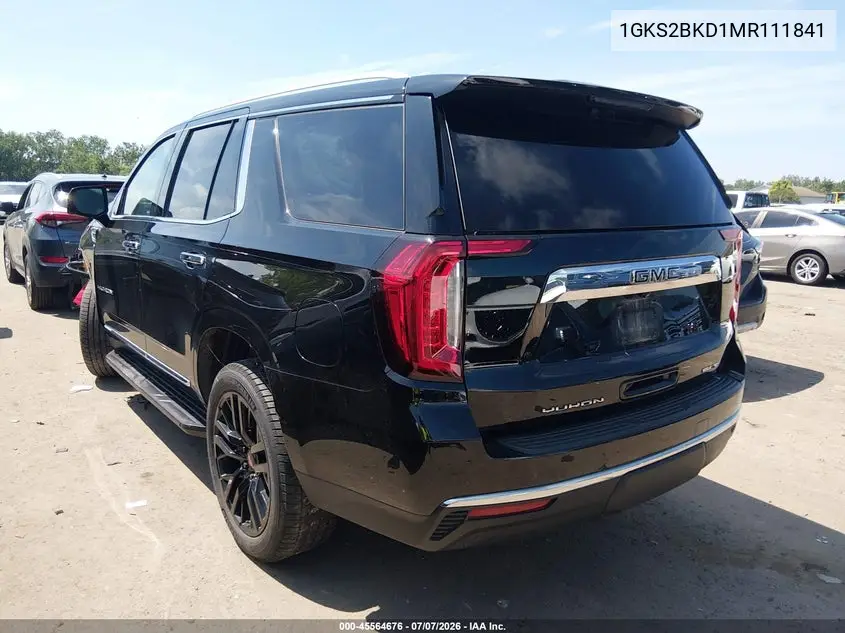 2021 GMC Yukon 4Wd Slt VIN: 1GKS2BKD1MR111841 Lot: 45564676