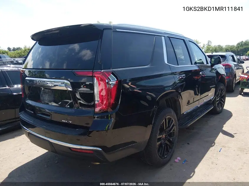 2021 GMC Yukon 4Wd Slt VIN: 1GKS2BKD1MR111841 Lot: 45564676