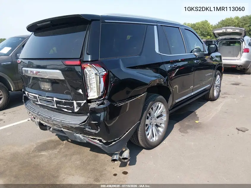 2021 GMC Yukon 4Wd Denali VIN: 1GKS2DKL1MR113060 Lot: 45639039