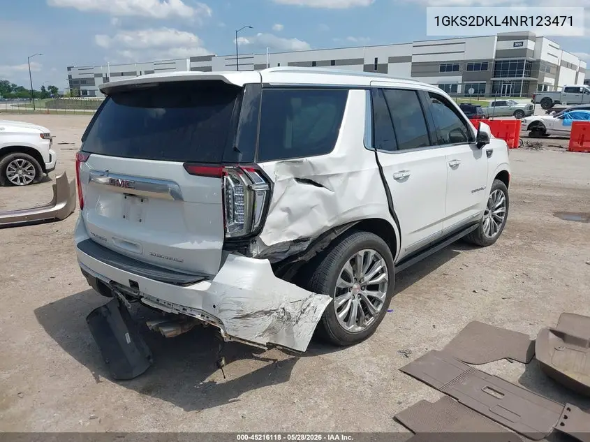 2022 GMC Yukon 4Wd Denali VIN: 1GKS2DKL4NR123471 Lot: 45216118