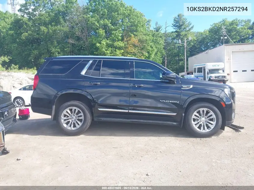 2022 GMC Yukon 4Wd Slt VIN: 1GKS2BKD2NR257294 Lot: 45331605