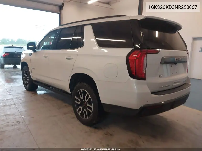 2022 GMC Yukon 4Wd At4 VIN: 1GKS2CKD3NR250067 Lot: 45383142