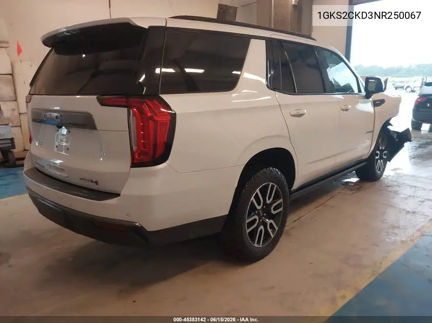 2022 GMC Yukon 4Wd At4 VIN: 1GKS2CKD3NR250067 Lot: 45383142
