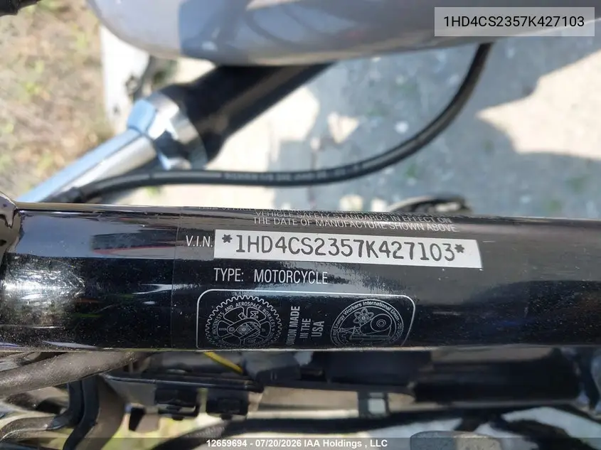 2007 Harley-Davidson Xl883 R California VIN: 1HD4CS2357K427103 Lot: 12659694