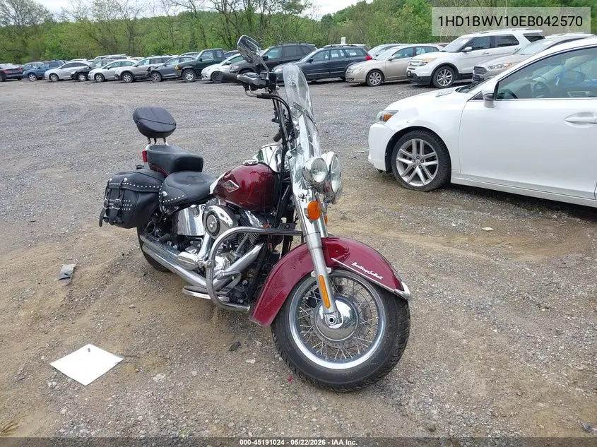 2014 Harley-Davidson Flstc Heritage Softail Classic VIN: 1HD1BWV10EB042570 Lot: 45191024