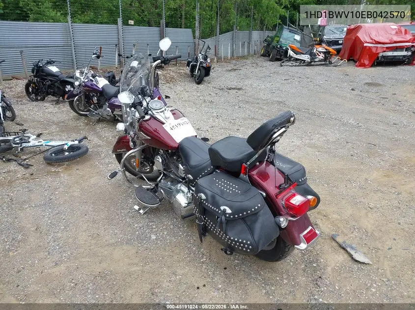 2014 Harley-Davidson Flstc Heritage Softail Classic VIN: 1HD1BWV10EB042570 Lot: 45191024