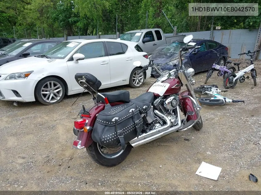 2014 Harley-Davidson Flstc Heritage Softail Classic VIN: 1HD1BWV10EB042570 Lot: 45191024