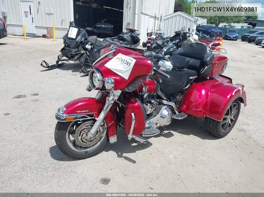 2004 Harley-Davidson Flhtcui VIN: 1HD1FCW1X4Y609381 Lot: 45241285