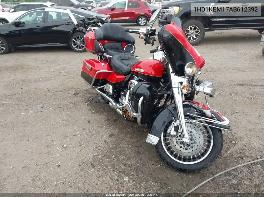 2010 Harley-Davidson Flhtk VIN: 1HD1KEM17AB612392 Lot: 45362091