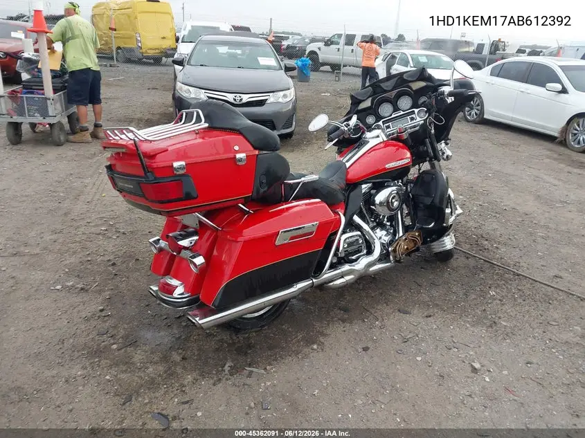 2010 Harley-Davidson Flhtk VIN: 1HD1KEM17AB612392 Lot: 45362091