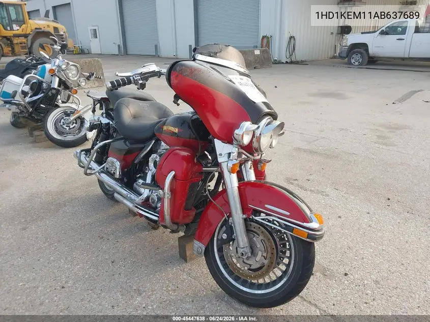 2010 Harley-Davidson Flhtk VIN: 1HD1KEM11AB637689 Lot: 45447638