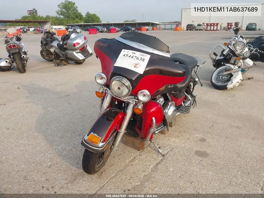 2010 Harley-Davidson Flhtk VIN: 1HD1KEM11AB637689 Lot: 45447638