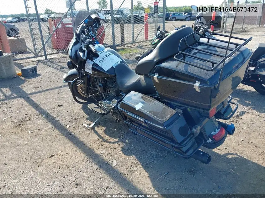 2010 Harley-Davidson Flhtc VIN: 1HD1FF416AB670472 Lot: 45466282