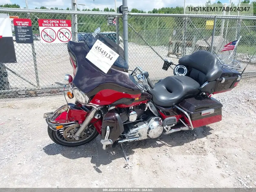 2010 Harley-Davidson Flhtk VIN: 1HD1KEM17AB624347 Lot: 45545134