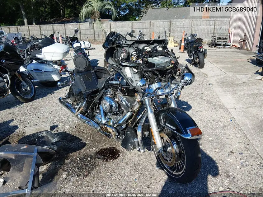 2012 Harley-Davidson Flhtk Electra Glide Ultra Ltd VIN: 1HD1KEM15CB689040 Lot: 45298003