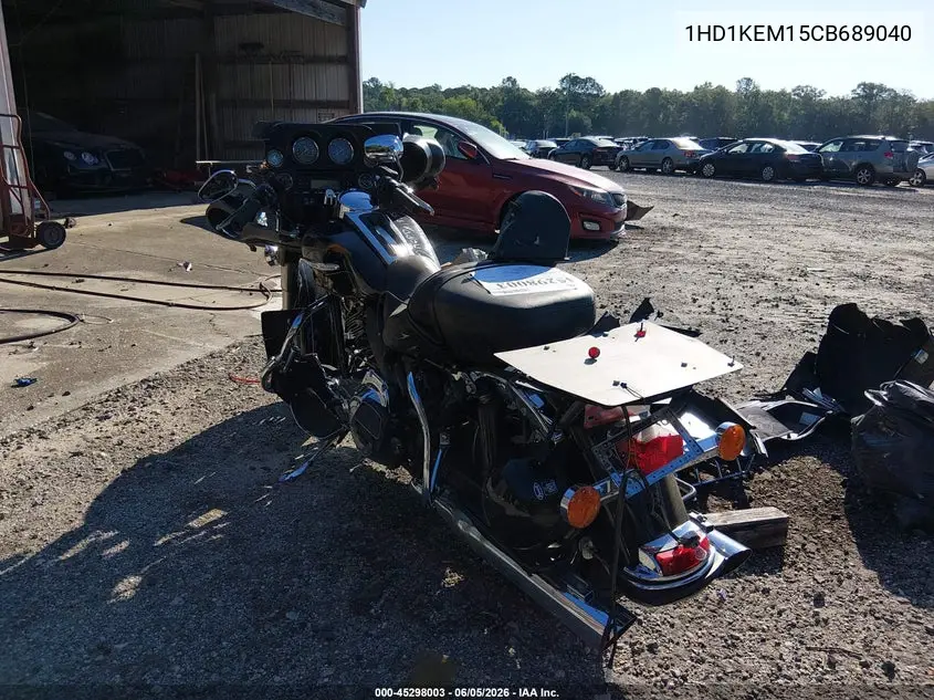 2012 Harley-Davidson Flhtk Electra Glide Ultra Ltd VIN: 1HD1KEM15CB689040 Lot: 45298003