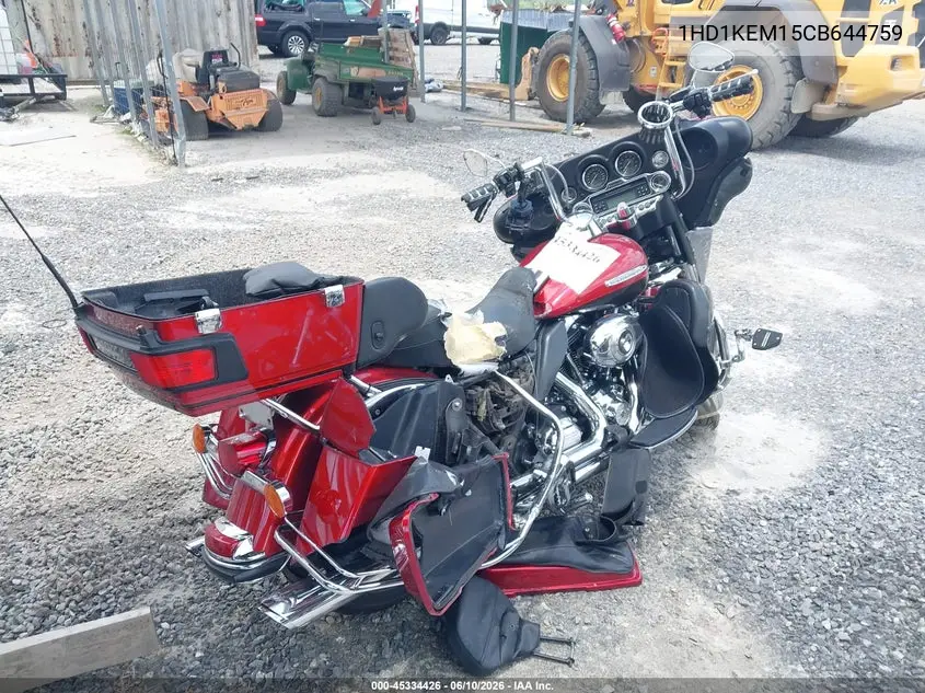 2012 Harley-Davidson Flhtk Electra Glide Ultra Ltd VIN: 1HD1KEM15CB644759 Lot: 45334426