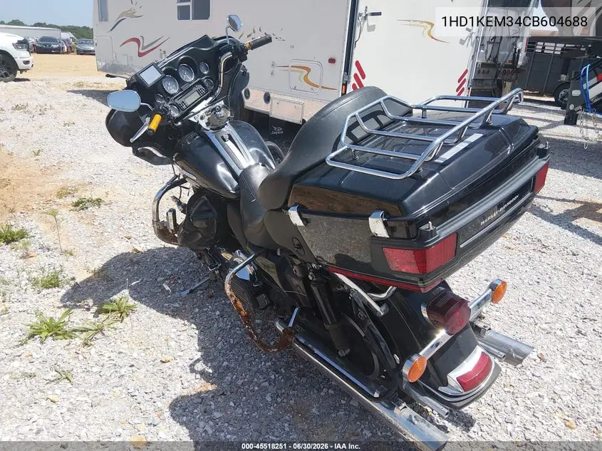 2012 Harley-Davidson Flhtk Electra Glide Ultra Ltd VIN: 1HD1KEM34CB604688 Lot: 45518251