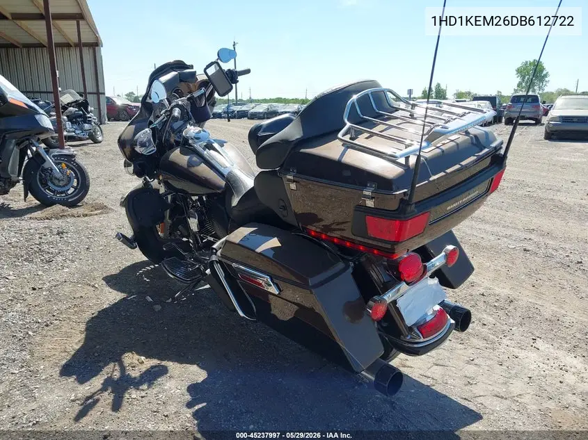 2013 Harley-Davidson Flhtk Electra Glide Ult Ltd/Ann VIN: 1HD1KEM26DB612722 Lot: 45237997