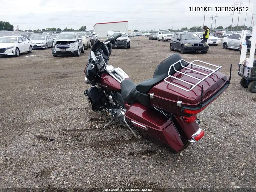 2014 Harley-Davidson Flhtk Electra Glide Ultra Ltd VIN: 1HD1KEL13EB634512 Lot: 45270983