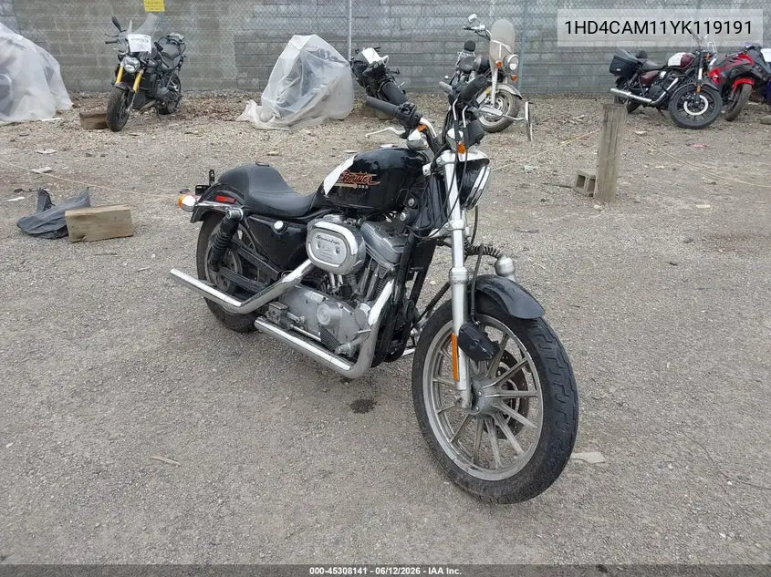 2000 Harley-Davidson Xl883 VIN: 1HD4CAM11YK119191 Lot: 45308141