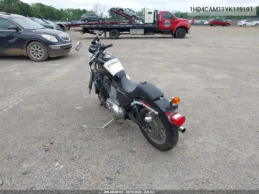 2000 Harley-Davidson Xl883 VIN: 1HD4CAM11YK119191 Lot: 45308141