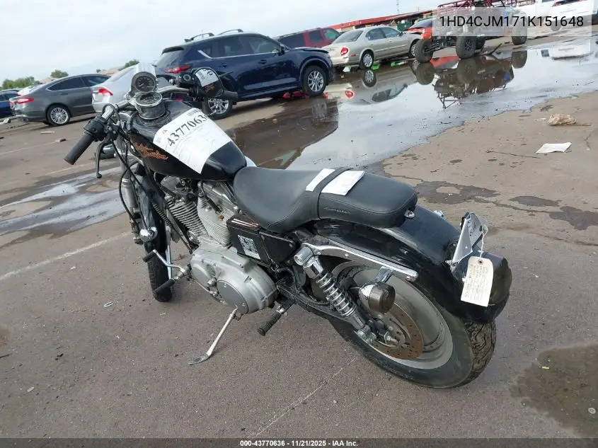 2001 Harley-Davidson Xl883 C VIN: 1HD4CJM171K151648 Lot: 43770636
