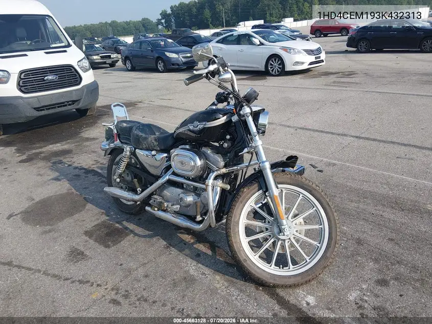 2003 Harley-Davidson Xl883 Hugger VIN: 1HD4CEM193K432313 Lot: 45663128