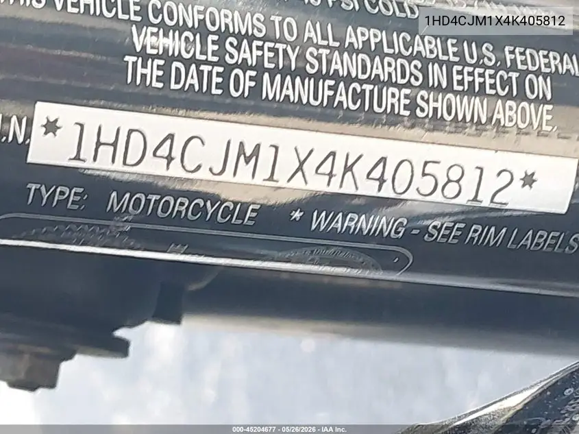2004 Harley-Davidson Xl883 C VIN: 1HD4CJM1X4K405812 Lot: 45204677