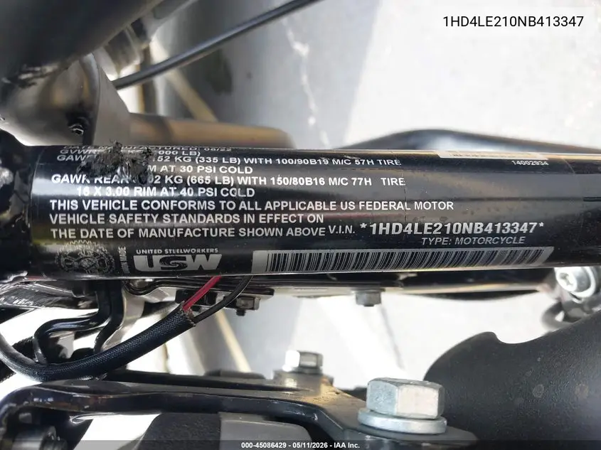 2022 Harley-Davidson Xl883 N VIN: 1HD4LE210NB413347 Lot: 45086429