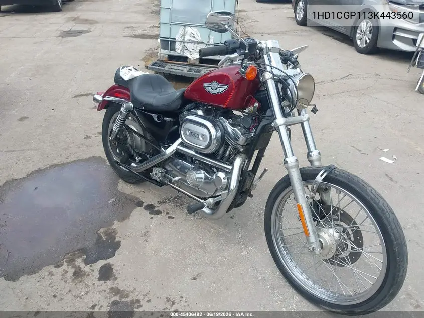2003 Harley-Davidson Xl1200 C VIN: 1HD1CGP113K443560 Lot: 45406482