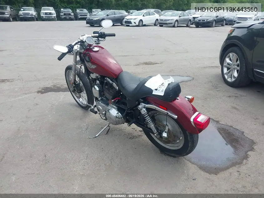 2003 Harley-Davidson Xl1200 C VIN: 1HD1CGP113K443560 Lot: 45406482