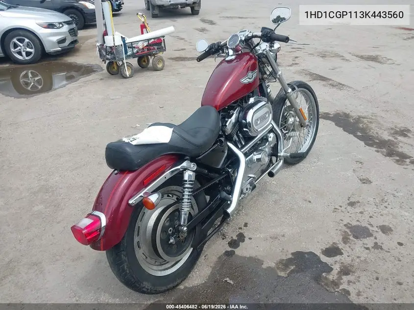 2003 Harley-Davidson Xl1200 C VIN: 1HD1CGP113K443560 Lot: 45406482