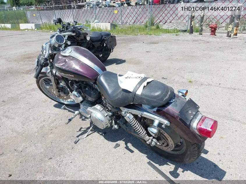2006 Harley-Davidson Xl1200 C VIN: 1HD1CGP146K401274 Lot: 45504598