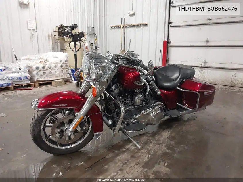 2016 Harley-Davidson Flhr Road King VIN: 1HD1FBM15GB662476 Lot: 45111497