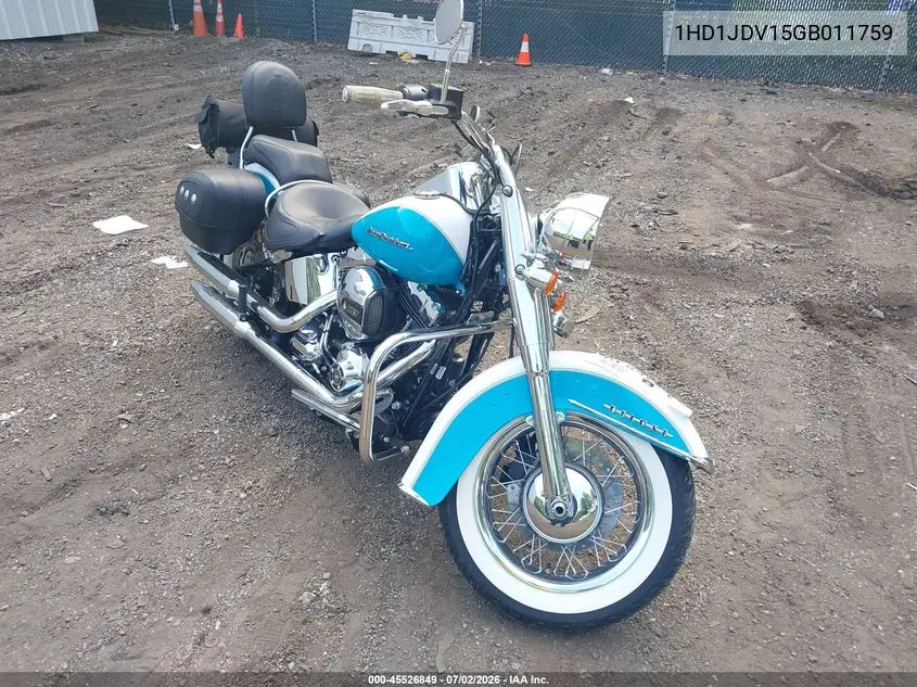 2016 Harley-Davidson Flstn Softail Deluxe VIN: 1HD1JDV15GB011759 Lot: 45526849
