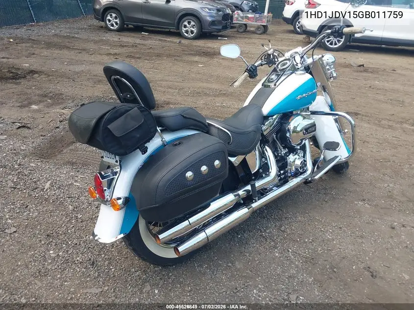 2016 Harley-Davidson Flstn Softail Deluxe VIN: 1HD1JDV15GB011759 Lot: 45526849
