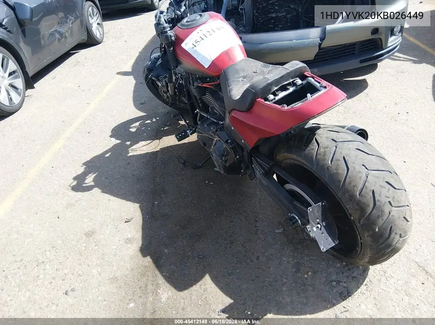 2019 Harley-Davidson Fxdrs VIN: 1HD1YVK20KB026449 Lot: 45412148