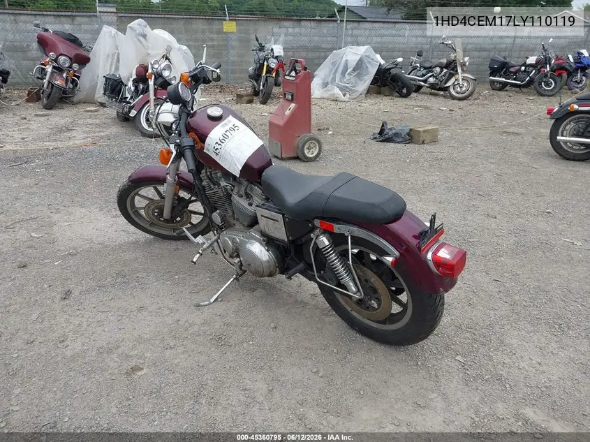 1990 Harley-Davidson Xlh883 H VIN: 1HD4CEM17LY110119 Lot: 45360795