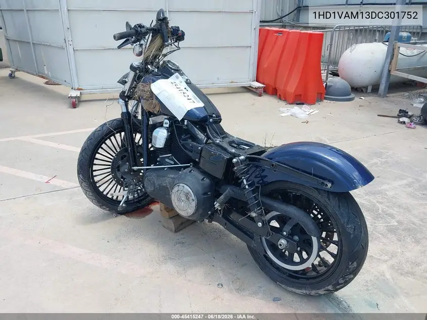 2013 Harley-Davidson Fxdbp Dyna Street Bob VIN: 1HD1VAM13DC301752 Lot: 45415247