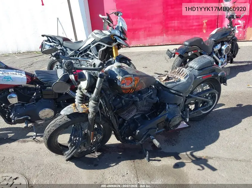2021 Harley-Davidson Fxbbs VIN: 1HD1YYK17MB060920 Lot: 45065826