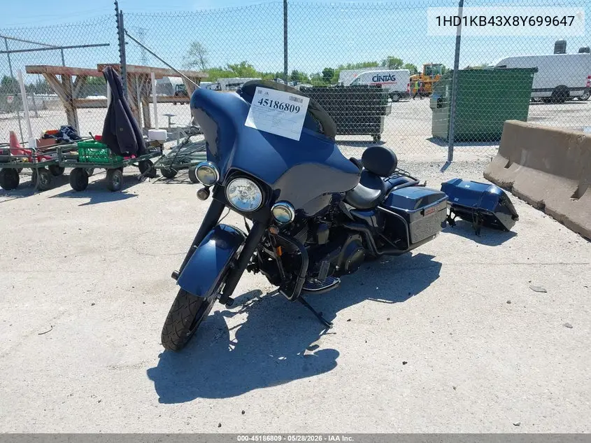 2008 Harley-Davidson Flhx VIN: 1HD1KB43X8Y699647 Lot: 45186809